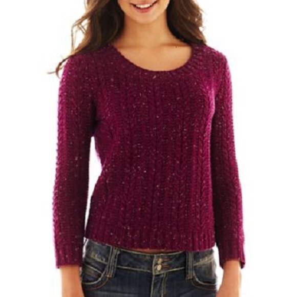 Arizona Jean Co. Purple Paragon 3/4 Sleeve Sweater - Picture 3 of 4